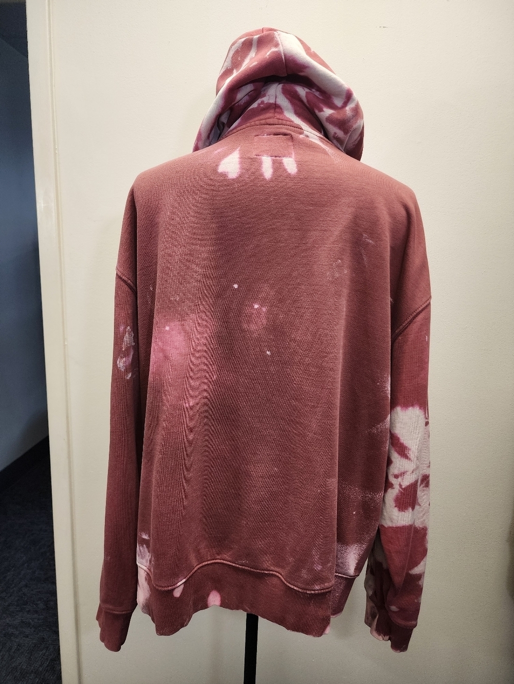 Upcycled Marble Wash Hoodie Old Navy Rust Red Bleach Dyed Oversized Size XXL - Picture 3 of 7